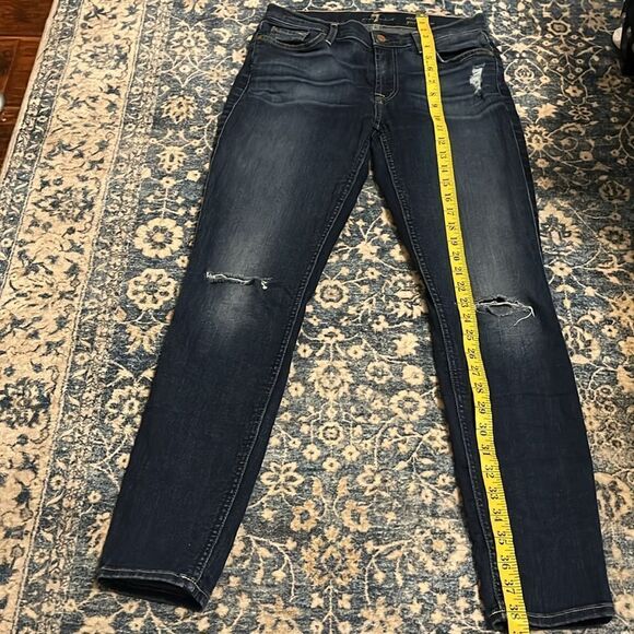 7 For All Mankind Distressed Ripped Denim Ankle Gwenevere Jeans Contemporary - Picture 3 of 12